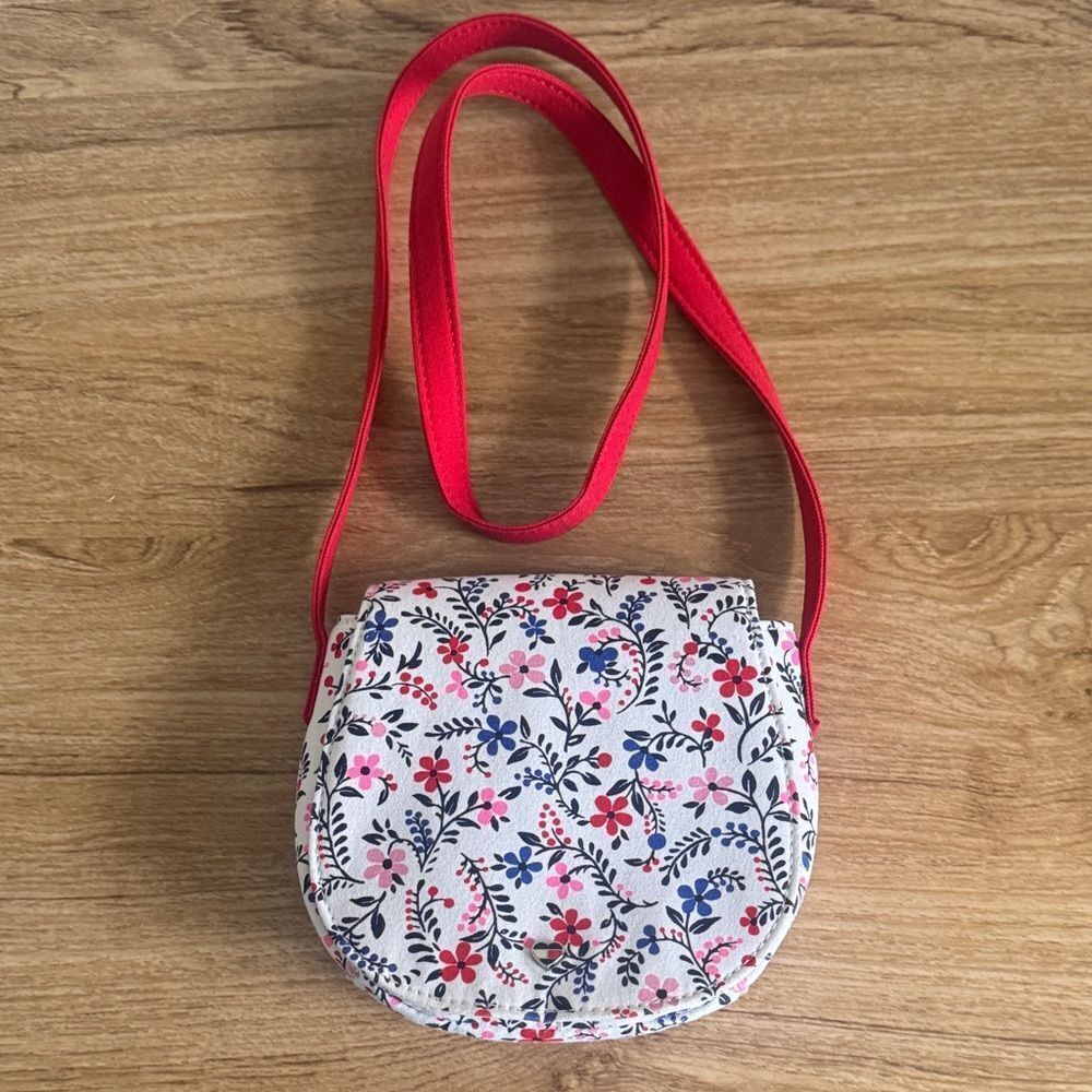 Tommy Hilfiger kid’s Adorable Cotton Floral Crossbody Bag with Red Strap NWOT